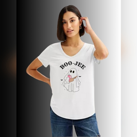 Handmade | Tops | White Boojee Ghost Graphic Tshirt Handmade Women ...